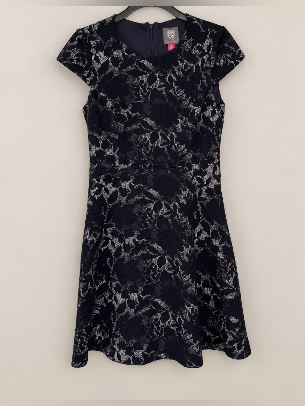 Vince Camuto Navy White Accents A-Line Fitted Dress Business Casual GUC 6 #2379